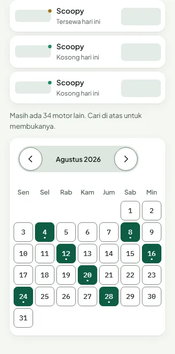 De verhuurkalender in de Manager-app