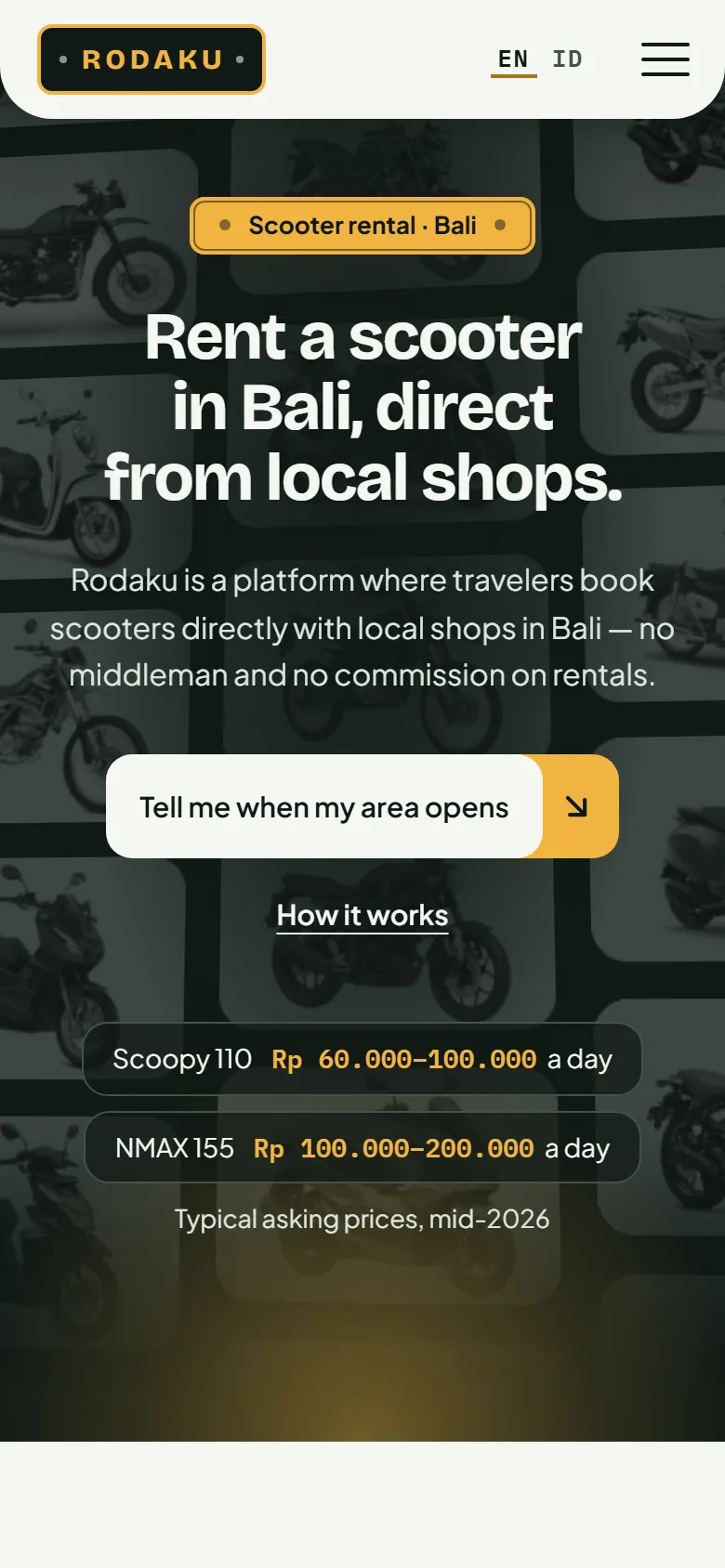 De Rodaku-homepage op een telefoon